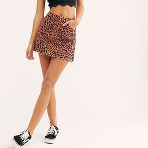 NWT Free People Zip it Up Cheetah Mini Skirt